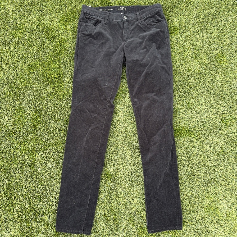 Ann Taylor LOFT Corduroy Pants Black Modern Skinny 27 / 4 Fine Whale Cord